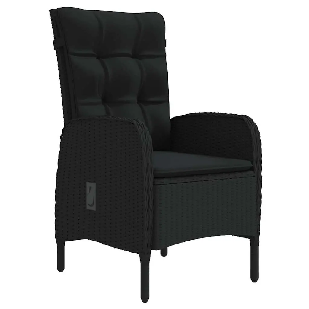 7 Piece Outdoor Dining Set Garden Furniture Table Chairs Black with Cushions
