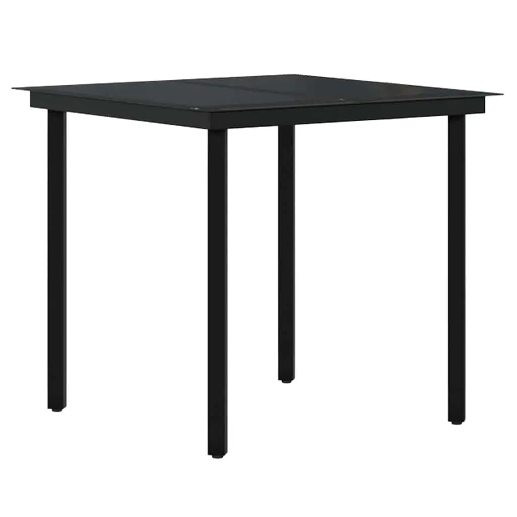 Outdoor Dining Set Rattan Chairs Cushions Glass Table 5 Piece Grey Black