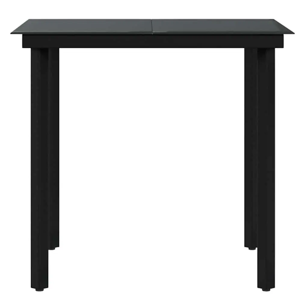 Outdoor Dining Set Rattan Chairs Cushions Glass Table 5 Piece Grey Black