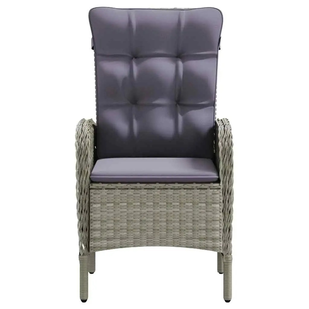 Outdoor Dining Set 7 Piece Grey Steel Frame Rattan Chairs Table with Cushions