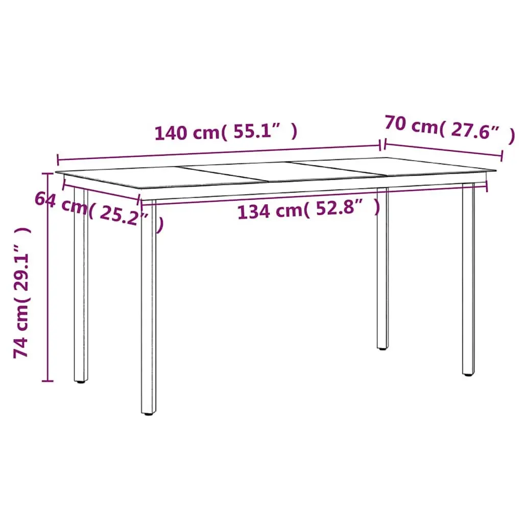 Outdoor Dining Set 7 Piece Grey Steel Frame Rattan Chairs Table with Cushions