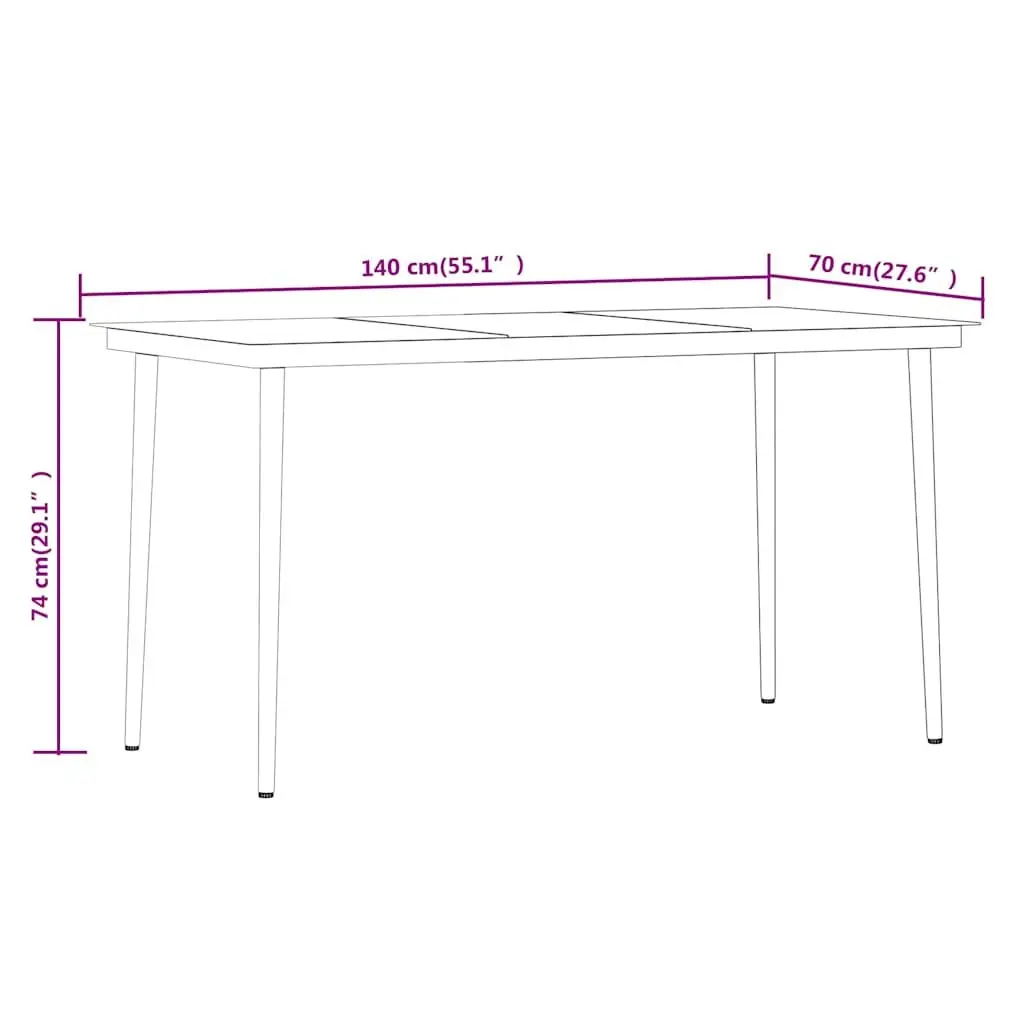 Garden Dining Set 7 Piece Powder-coated Steel Water-resistant PE Rattan Chairs Glass Black