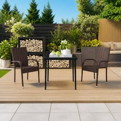 Garden Dining Set 3 Piece Outdoor Furniture Table and Chairs Brown