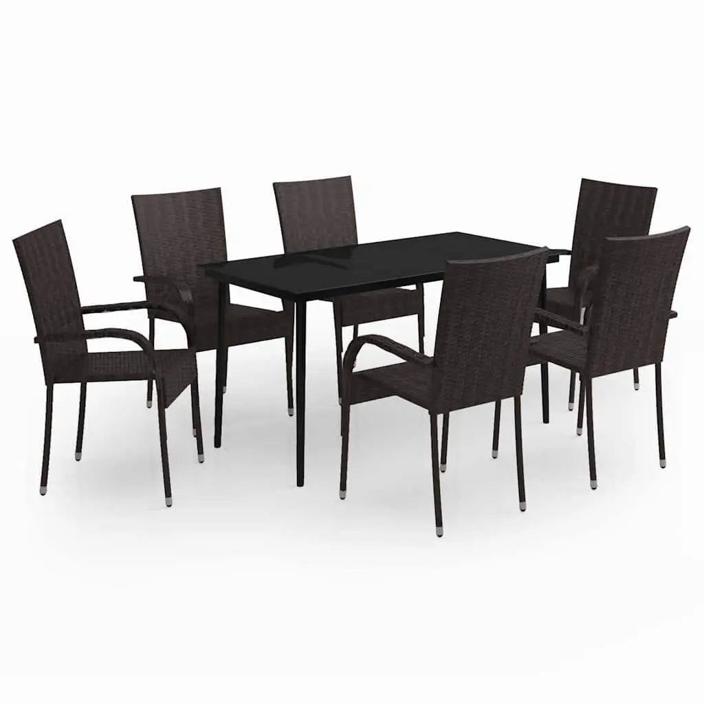 Outdoor Garden Dining Set 7 Piece Patio Table Chairs Brown Rattan Furniture
