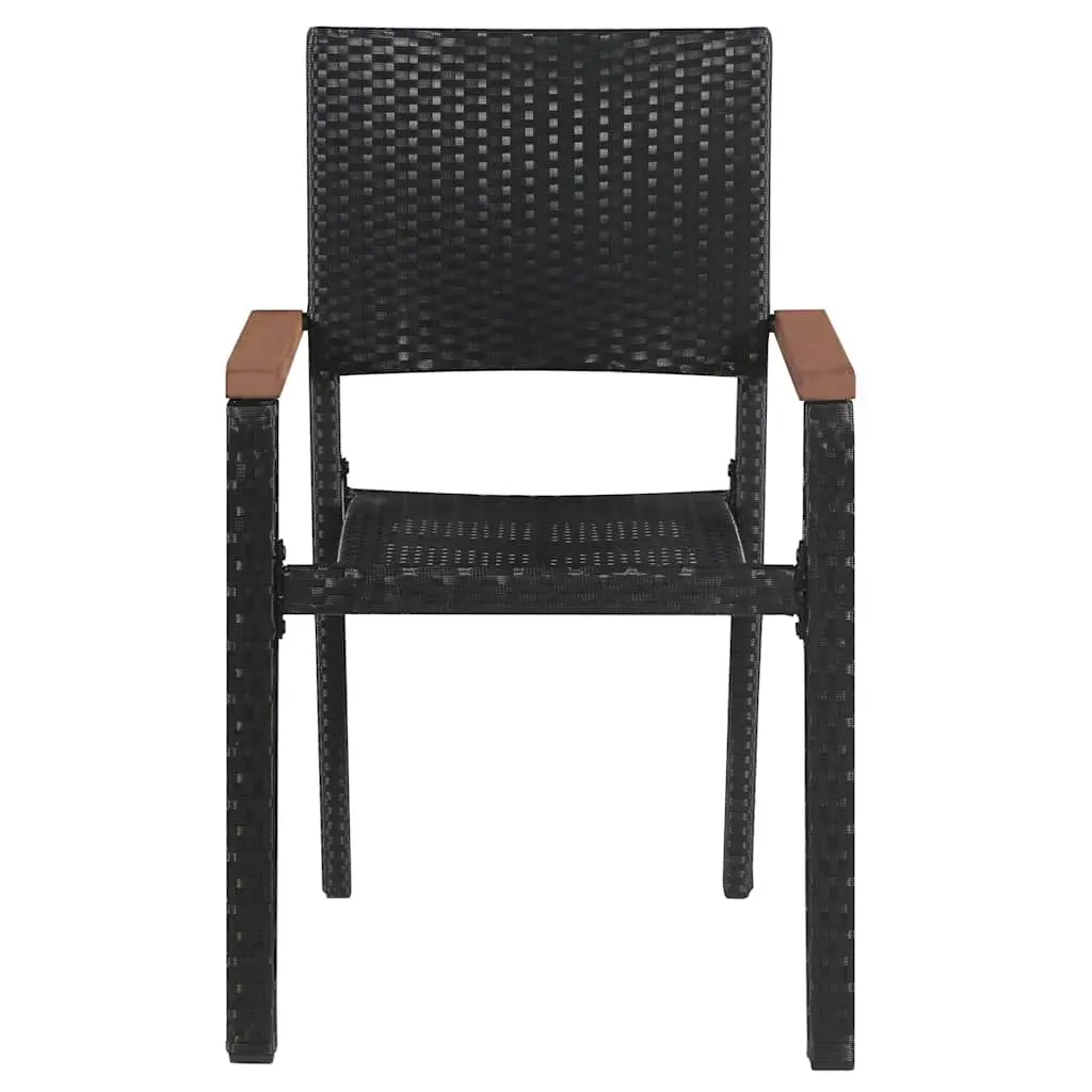 Garden Dining Set Black Glass Table Rattan Chairs 5 Piece Outdoor Furniture