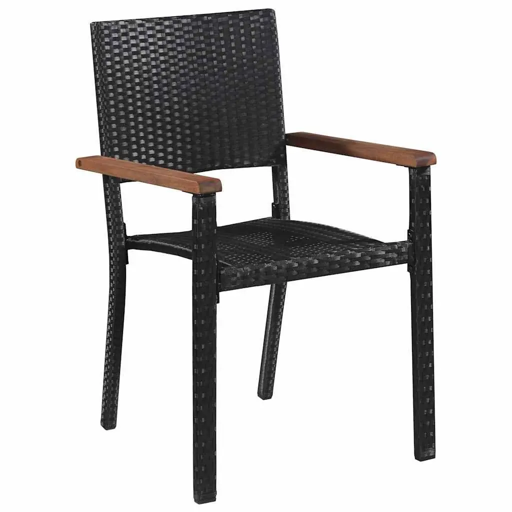 5 Piece Garden Dining Set Powder-coated Steel Frame Water-resistant PE Rattan Black