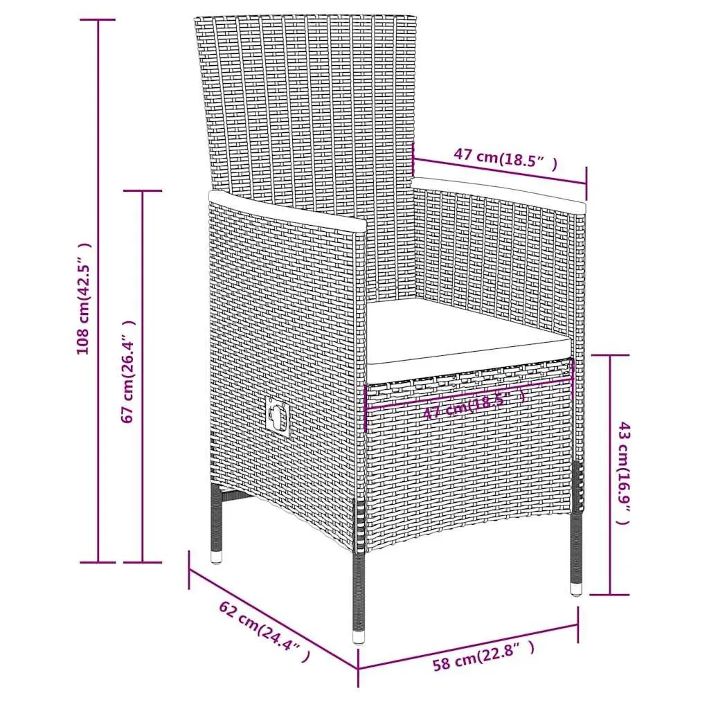 5 Piece Garden Dining Set Outdoor Patio Furniture Powder-coated Steel PE Rattan Cushions Grey