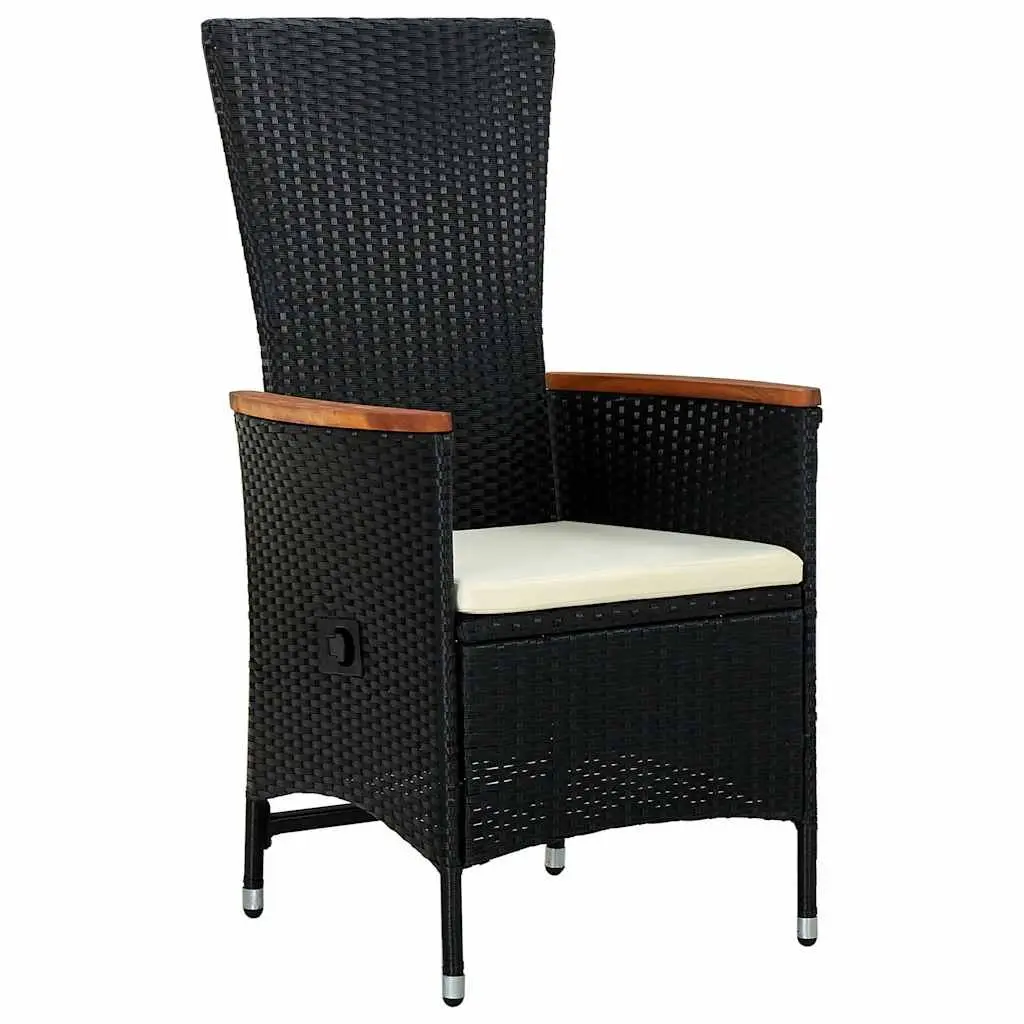 Outdoor Dining Set Black Rattan Chairs Tempered Glass Table 5 Piece Garden Furniture