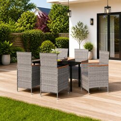 Practical 7 Piece Grey Rattan Dining Set for Gardens