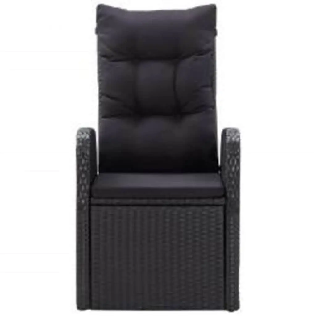7 Piece Outdoor Garden Dining Set Black Rattan Chairs Glass Table Patio