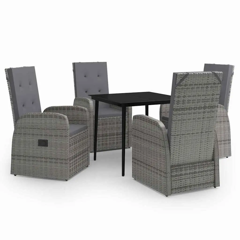 Garden Dining Set 5 Piece Outdoor Furniture Rattan Chairs Table Patio Grey