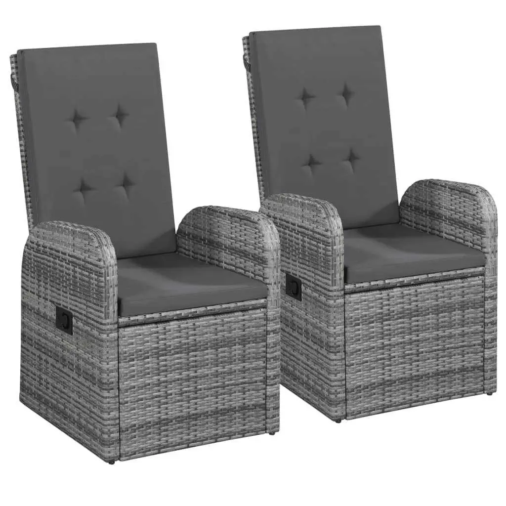 7 Piece Garden Dining Set Outdoor Furniture Powder-Coated Steel PE Rattan Grey with Cushions