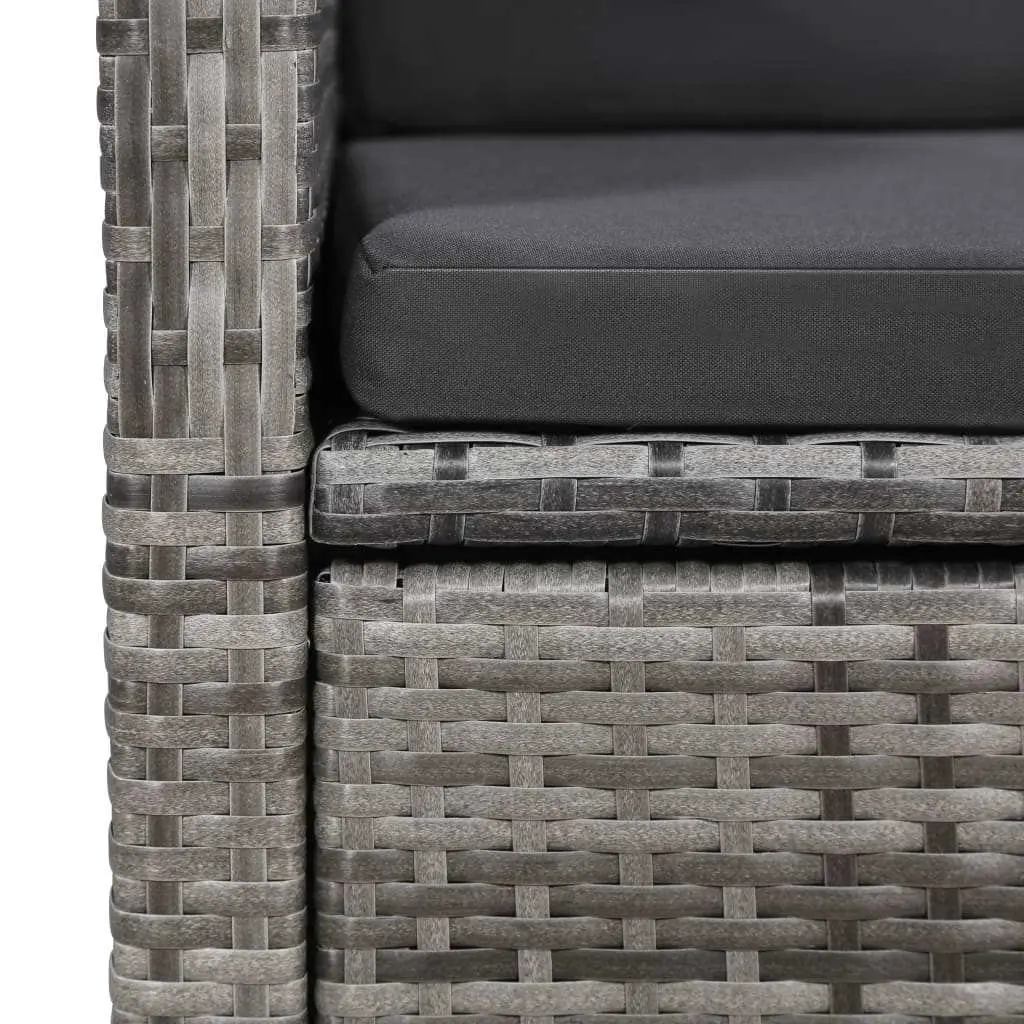 7 Piece Garden Dining Set Outdoor Furniture Powder-Coated Steel PE Rattan Grey with Cushions