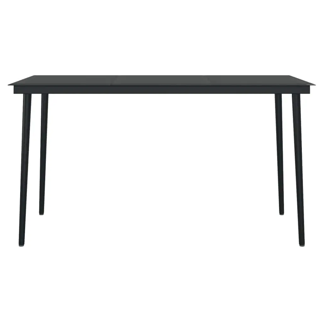 7 Piece Outdoor Garden Dining Set Black Rattan Chairs Glass Table Cushions