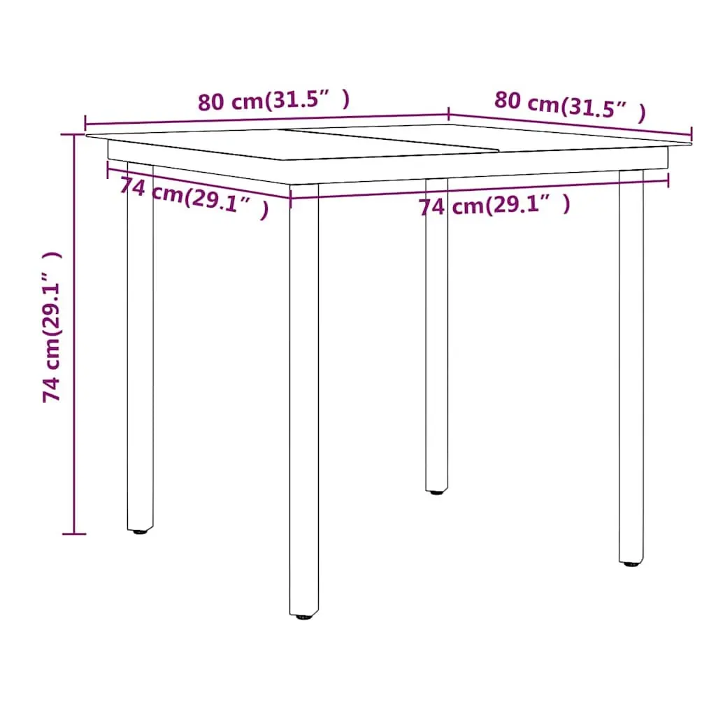 3 Piece Outdoor Dining Set Patio Chairs Table with Cushions Water Resistant PE Rattan Black Powder Coated Steel Frame Tempered Glass Top