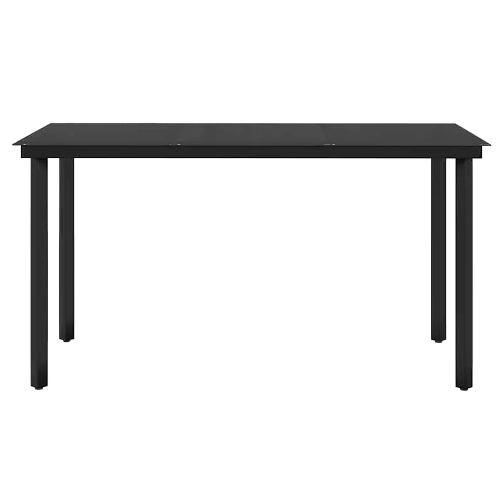 7 Piece Garden Dining Set Powder-coated Steel Frame Water-resistant PE Rattan Black