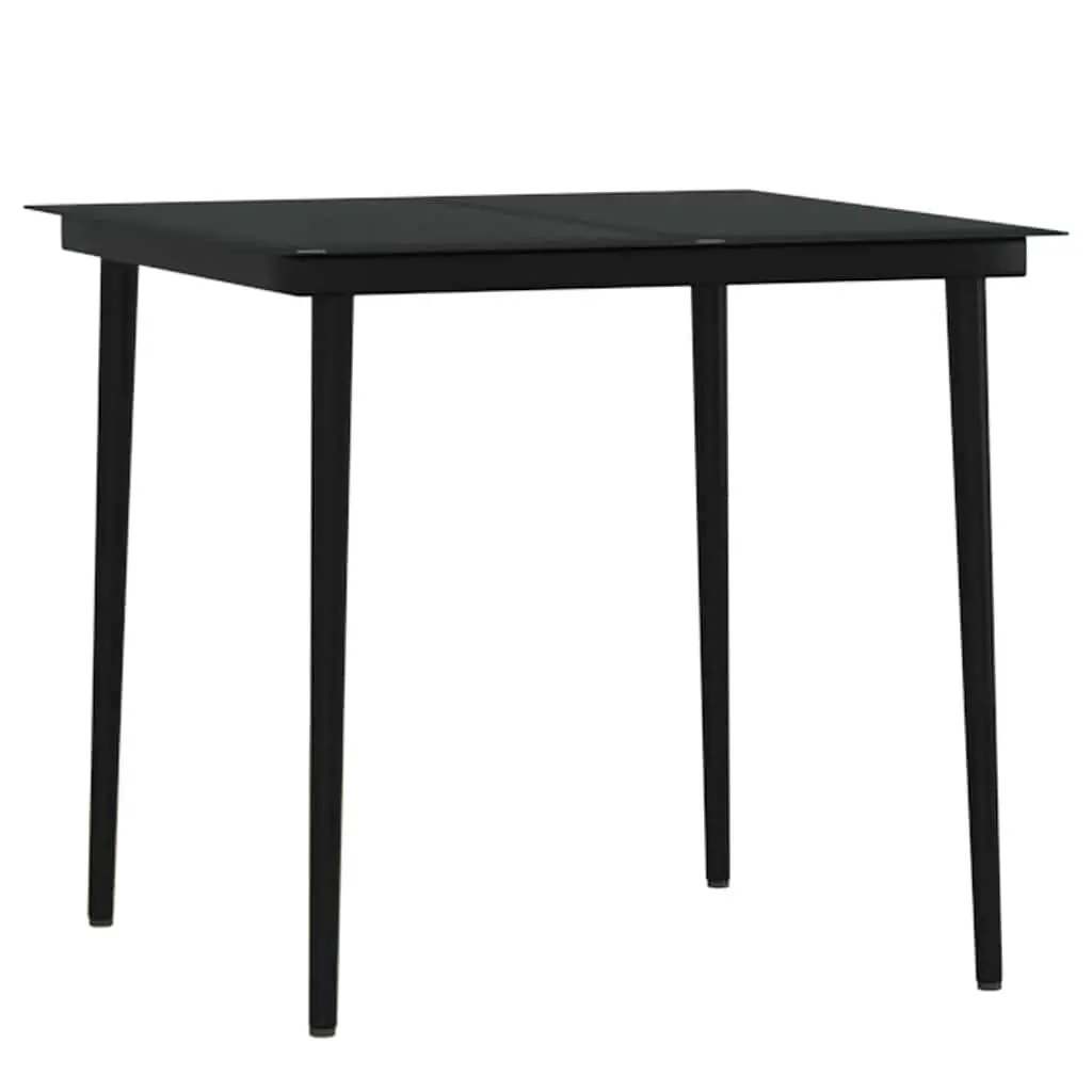 Garden Dining Set 3 Piece Powder-coated Steel PE Rattan Table Chairs with Cushions Black