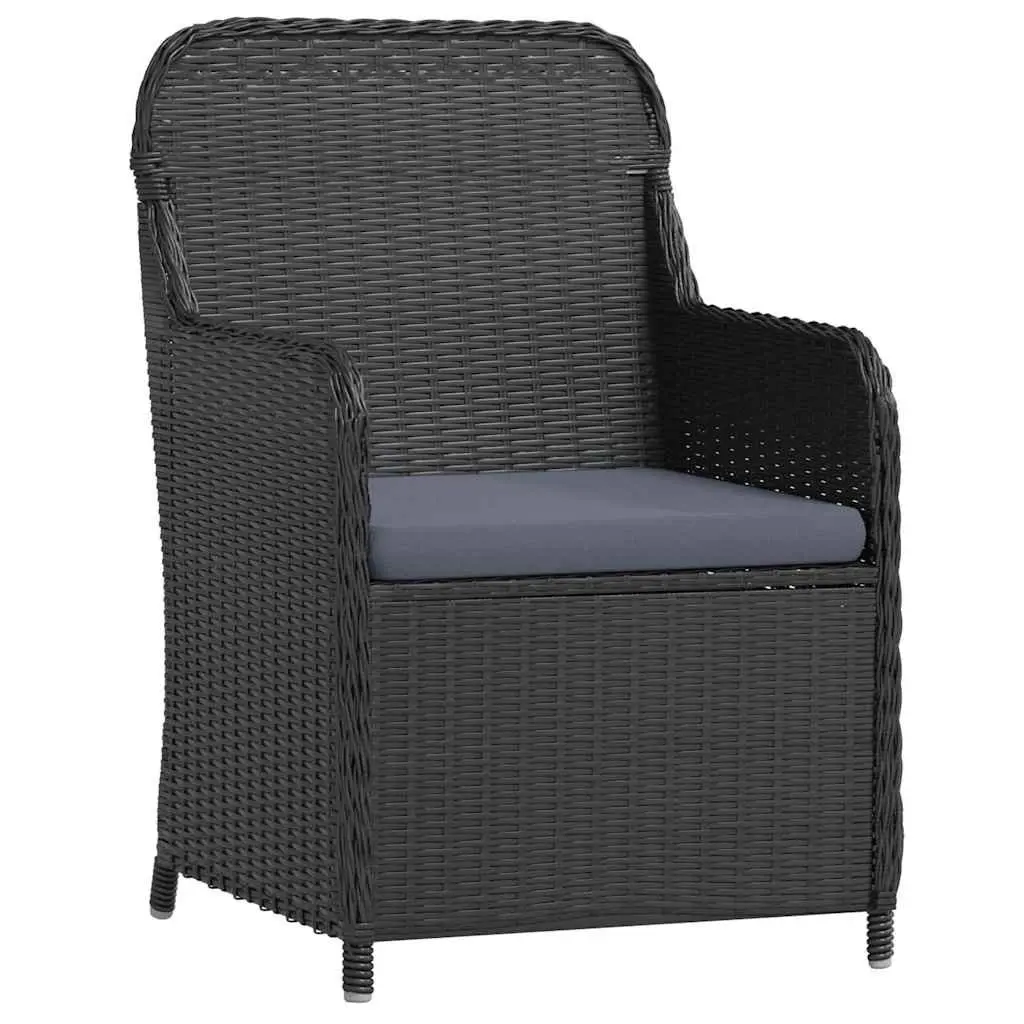 5 Piece Outdoor Dining Set Black Garden Patio Furniture with Cushions Glass