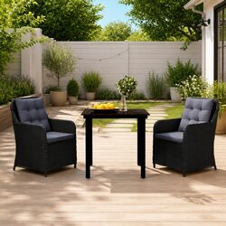 Practical 3-Piece Garden Dining Set with Cushions