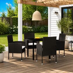 Outdoor Dining Set 5 Piece Garden Chairs and Table Black for Every Space
