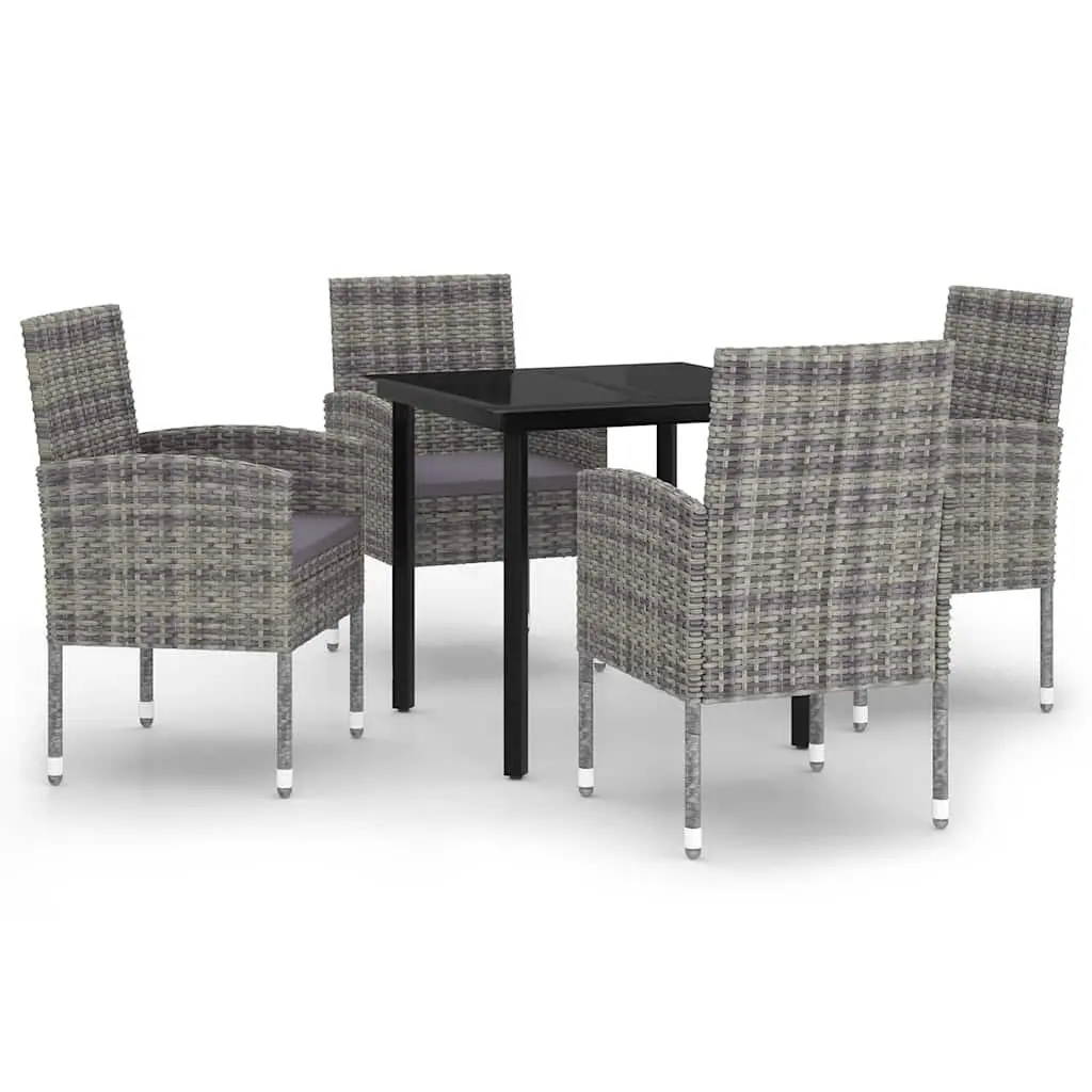 Garden Dining Set Steel Frame Glass Table PE Rattan Chairs 5 Piece Anthracite