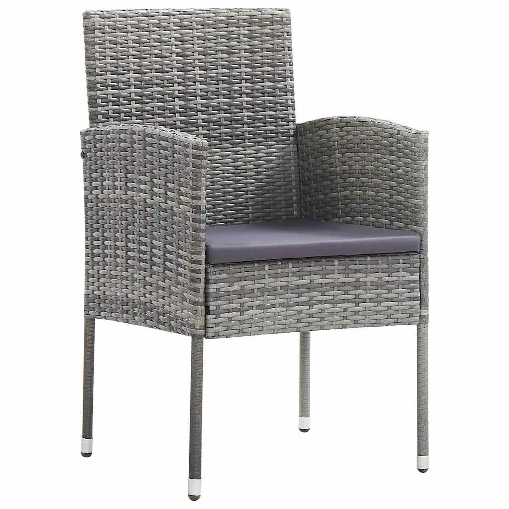 Garden Dining Set Steel Frame Glass Table PE Rattan Chairs 5 Piece Anthracite