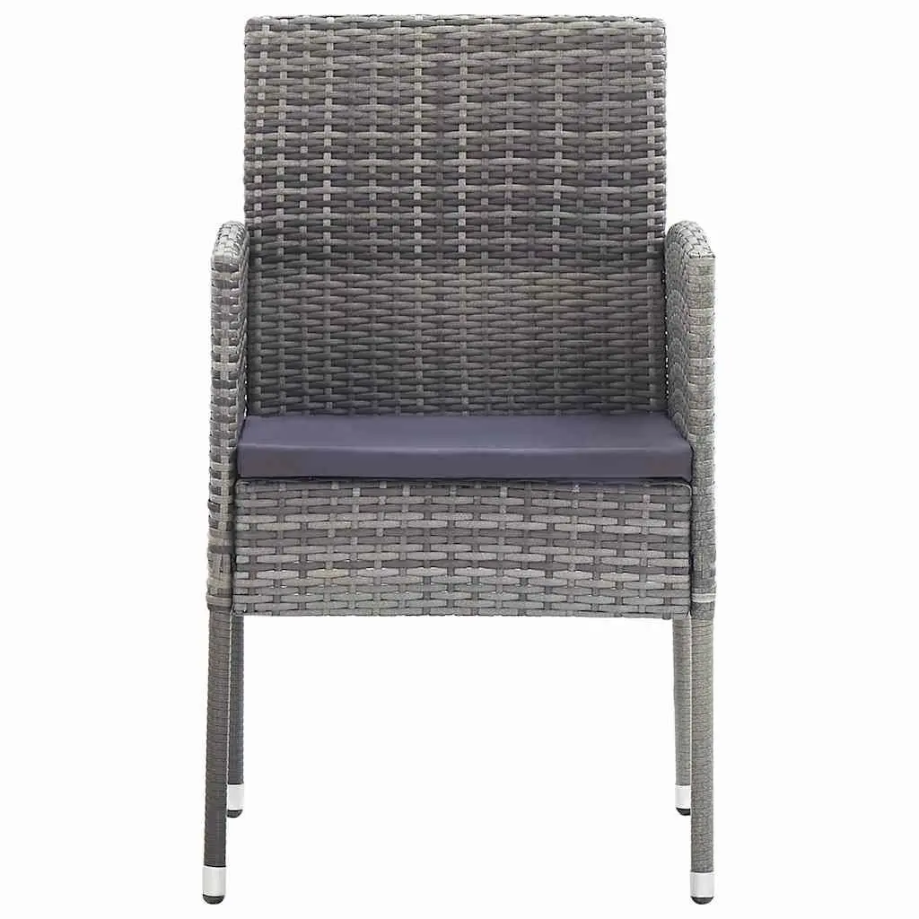 Garden Dining Set Steel Frame Glass Table PE Rattan Chairs 5 Piece Anthracite