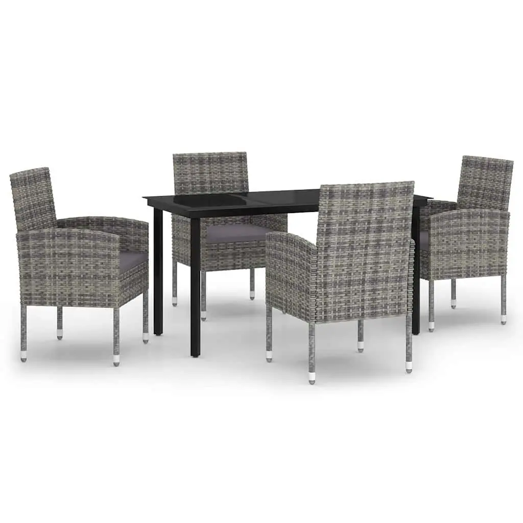 5 Piece Outdoor Patio Furniture Set Steel Frame Glass Top Anthracite Garden Dining Set
