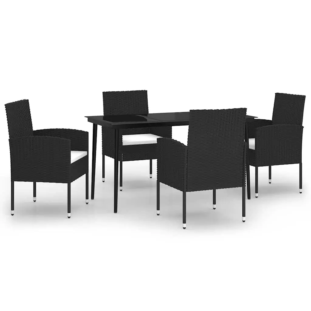 5 Piece Garden Dining Set with Glass Top Steel Frame Outdoor Patio Furniture