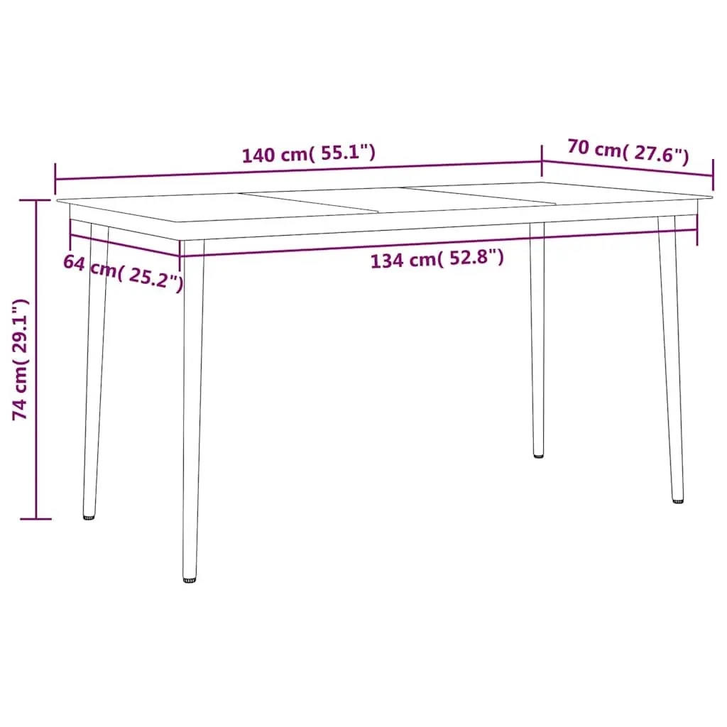 5 Piece Garden Dining Set with Glass Top Steel Frame Outdoor Patio Furniture