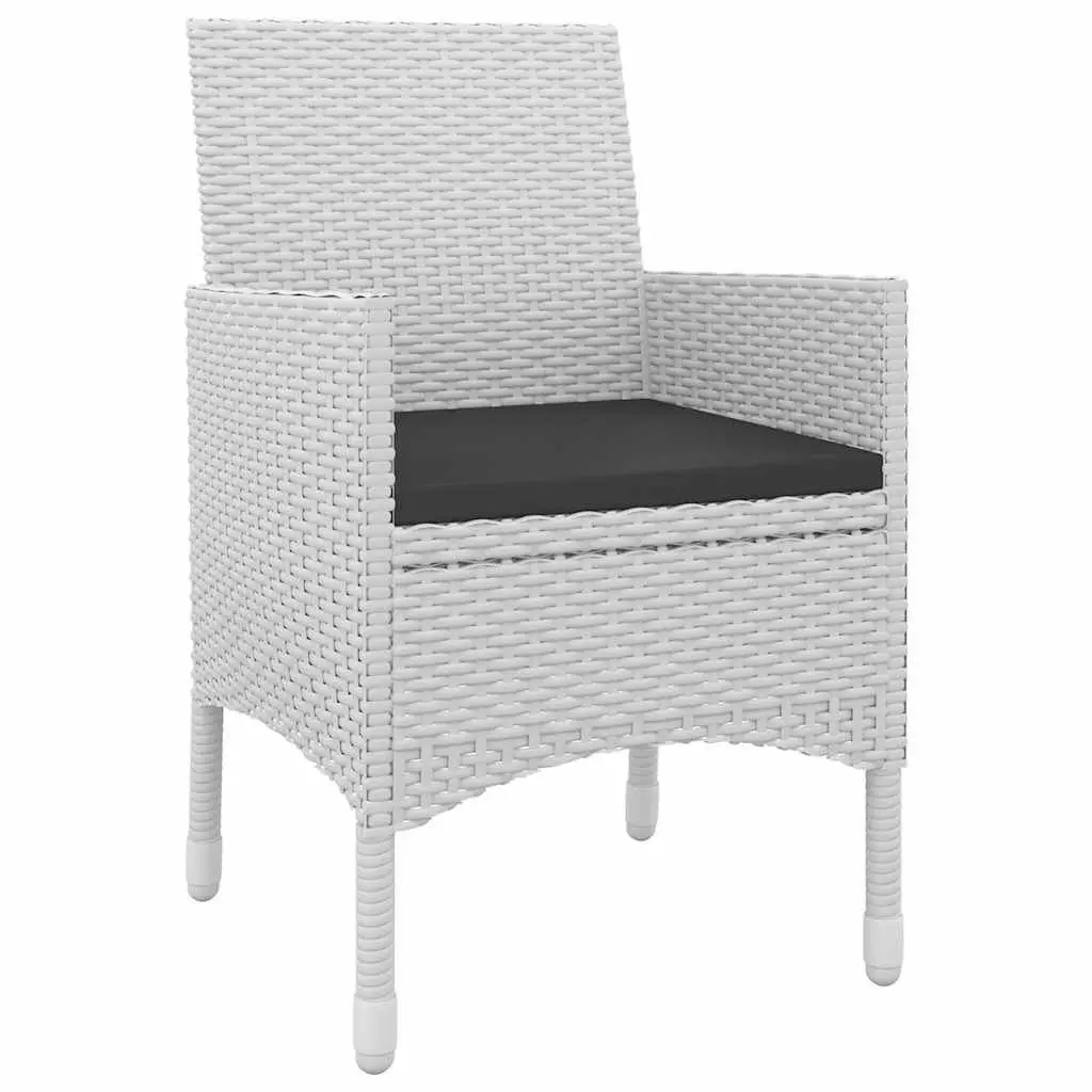 5 Piece Outdoor Dining Set Powder-coated Steel Frame Weather-resistant PE Rattan White Glass Table and Chairs
