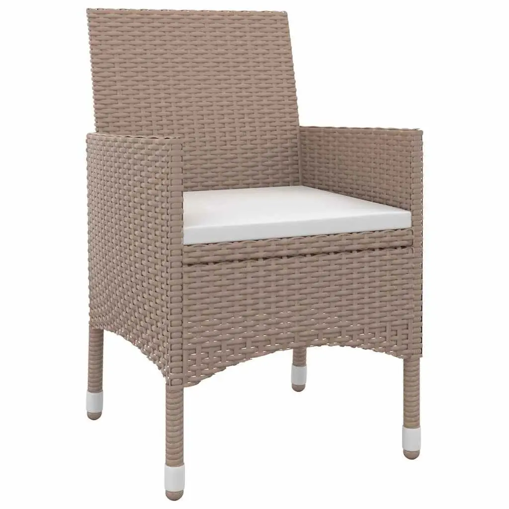 Garden Dining Set 5 Piece Outdoor Furniture Poly Rattan Glass Table Chairs Beige