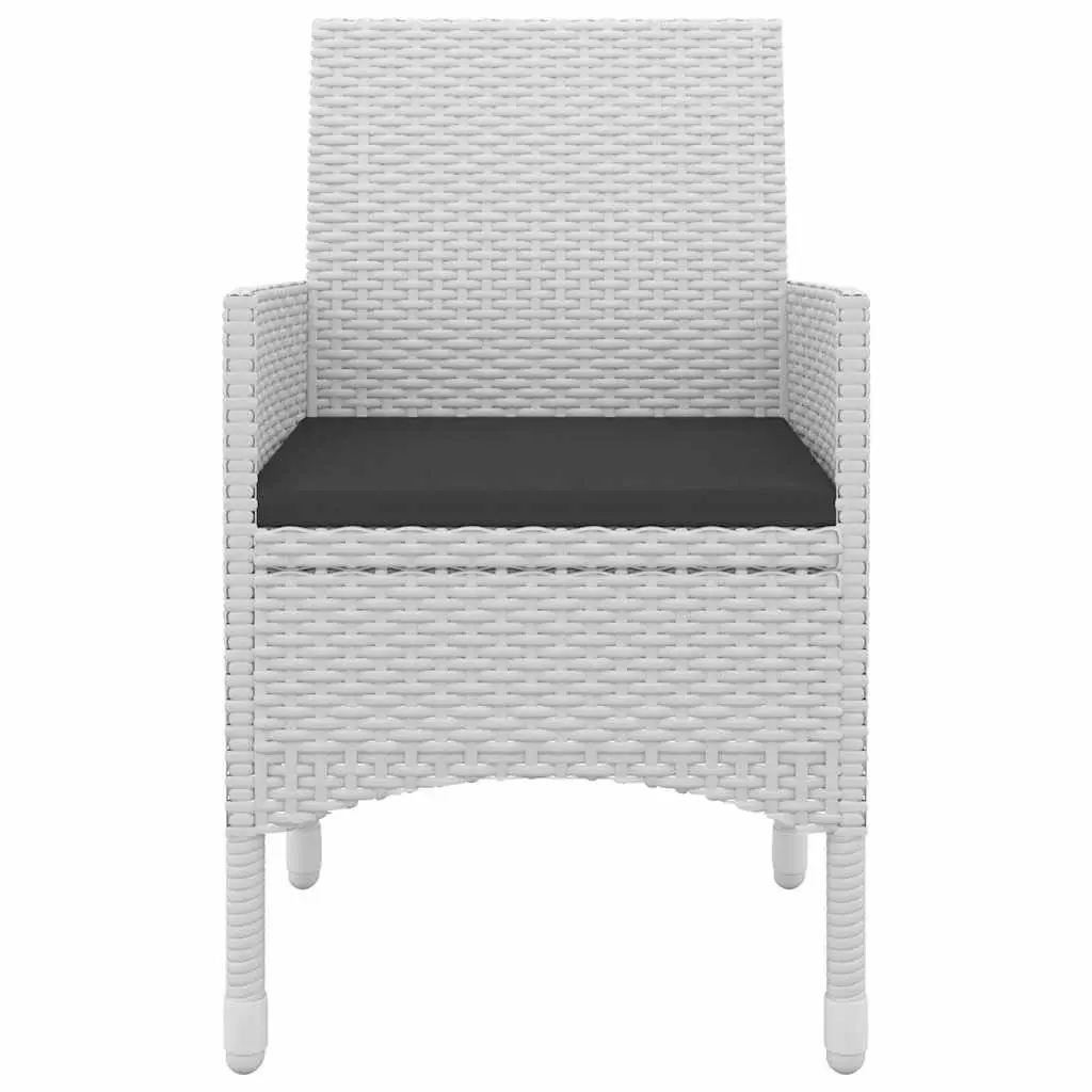 5 Piece Garden Dining Set Outdoor PE Rattan White Chairs Table Glass Cushions