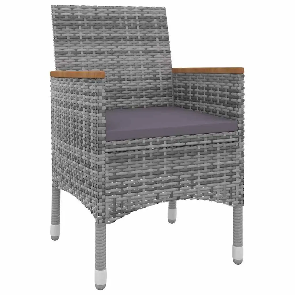 Outdoor Dining Set Grey Poly Rattan 7 Piece Garden Furniture with Glass Table and Chairs