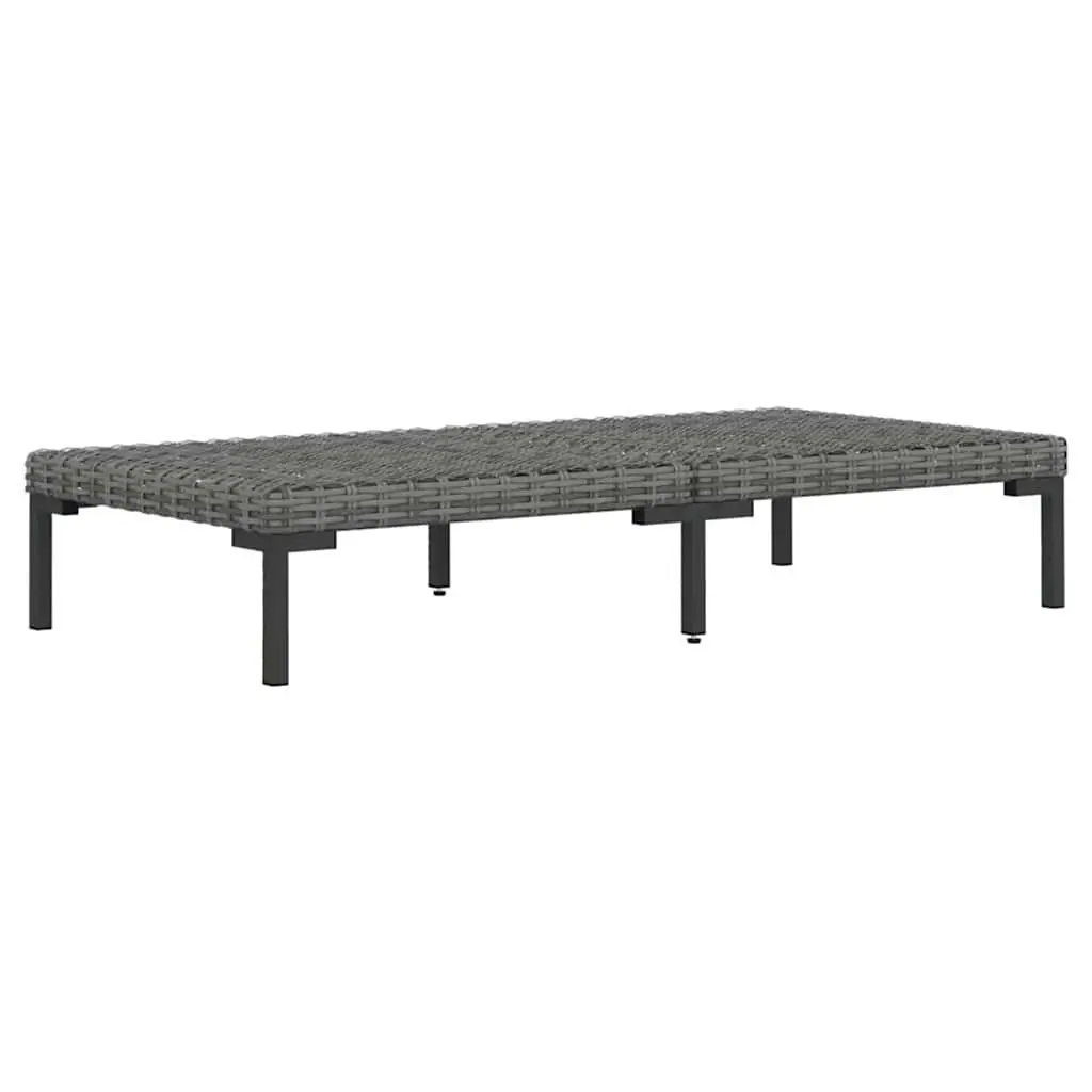 Garden Lounge Set 6 Piece Outdoor Furniture Powder Coated Steel Half Round PE Rattan Grey Cushions