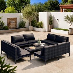 Practical 9 Piece Outdoor Lounge Set for Entertaining