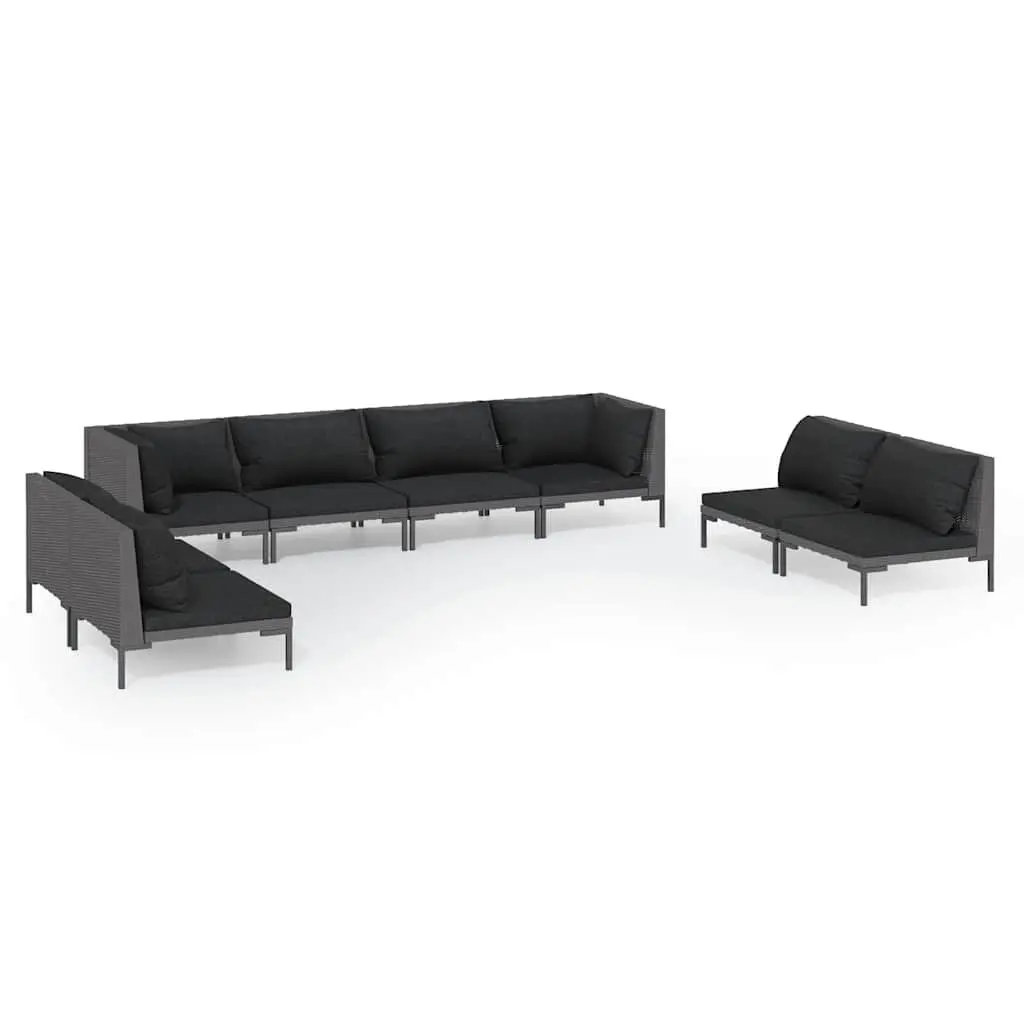Garden Lounge Set PE Rattan 8 Piece Outdoor Furniture Grey with Cushions