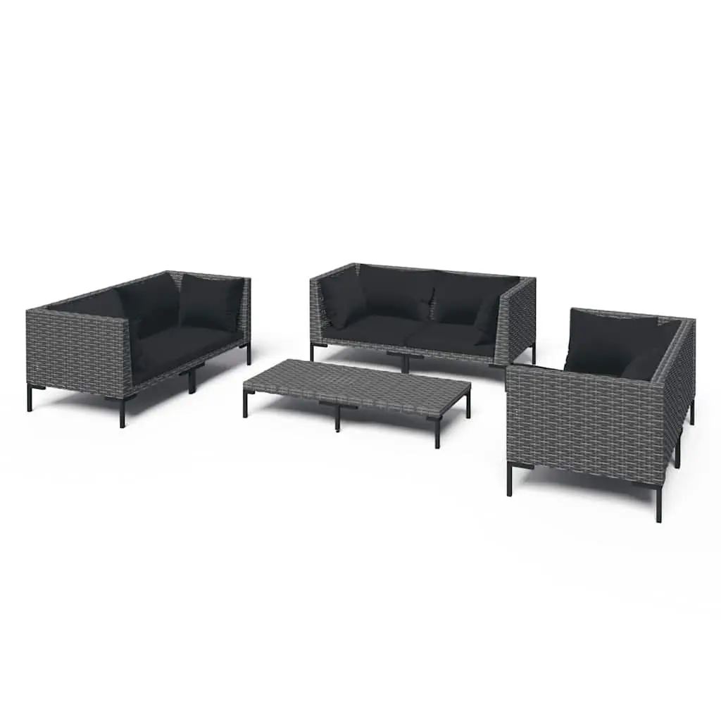 Garden Lounge Set 7 Piece Outdoor Furniture PE Rattan Grey