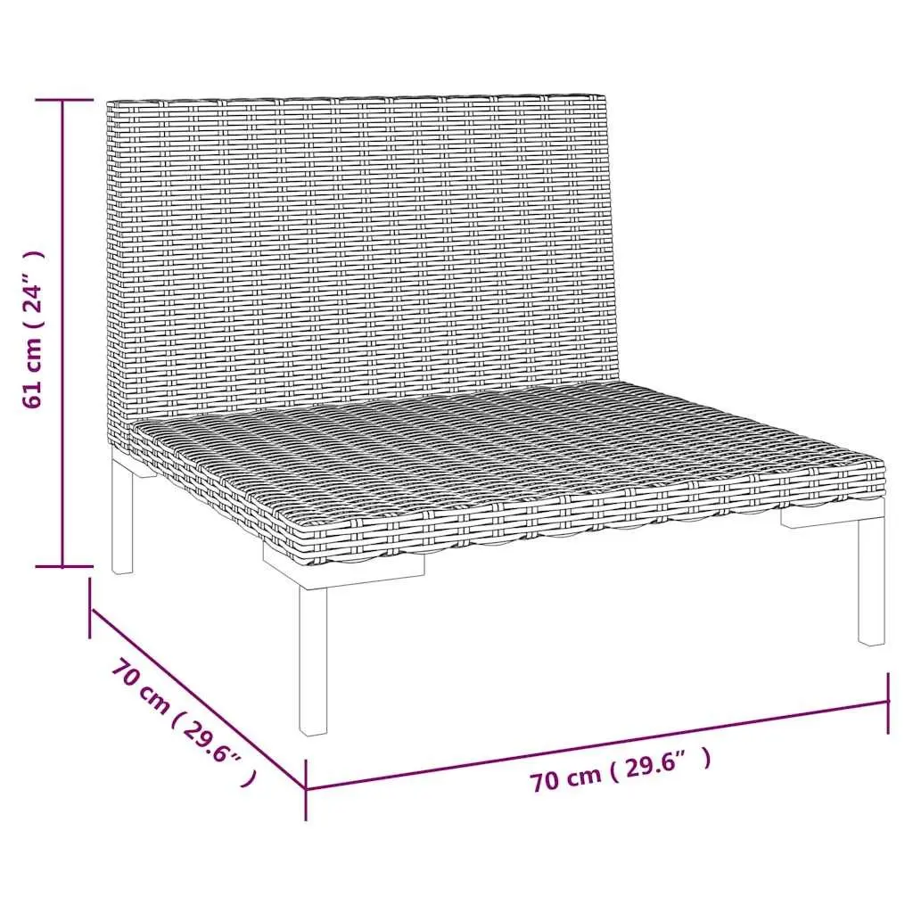 Garden Lounge Set 7 Piece Outdoor Furniture Powder-coated Steel Half-round PE Rattan Grey