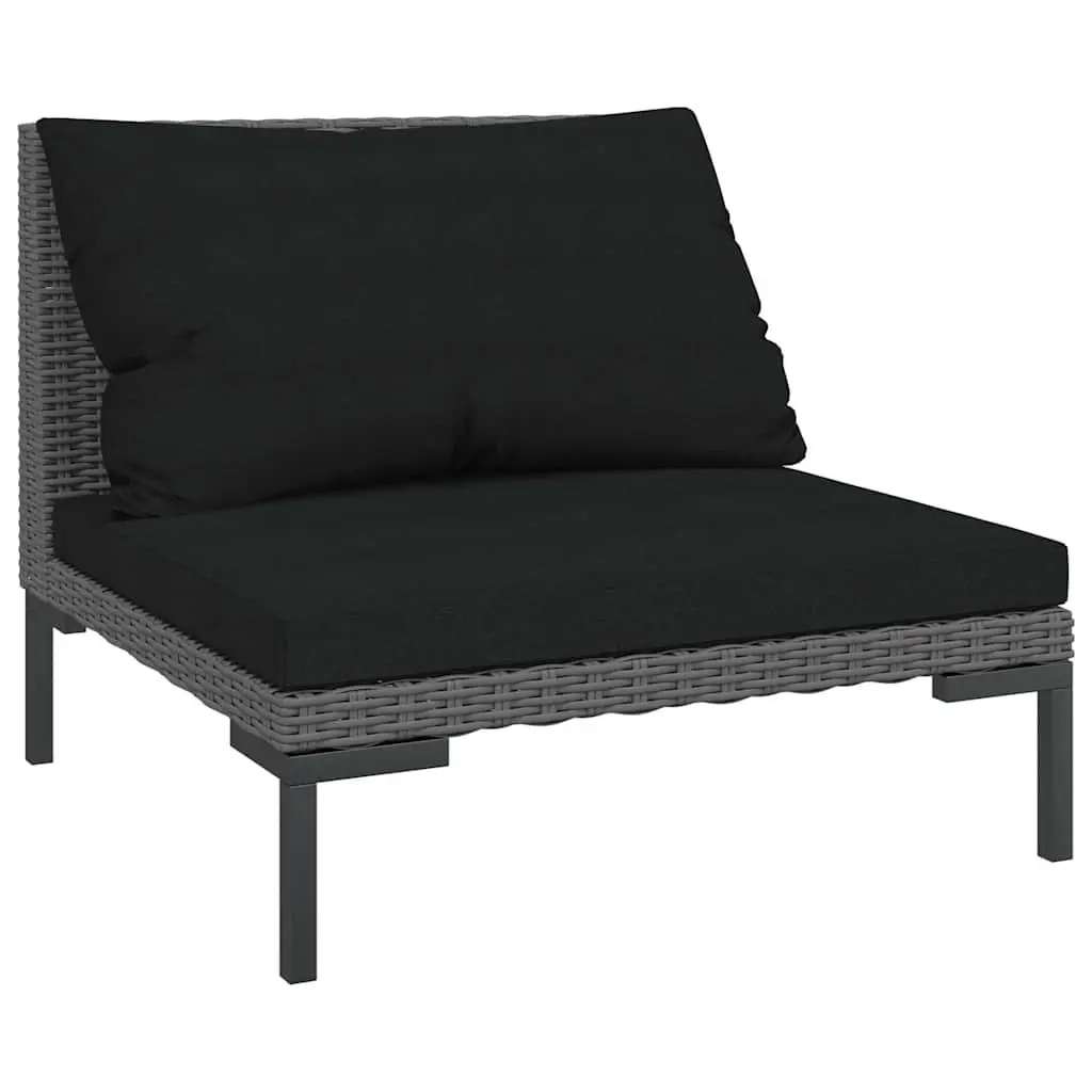 Garden Lounge Set 7 Piece Outdoor Furniture Powder-coated Steel Half-round PE Rattan Grey