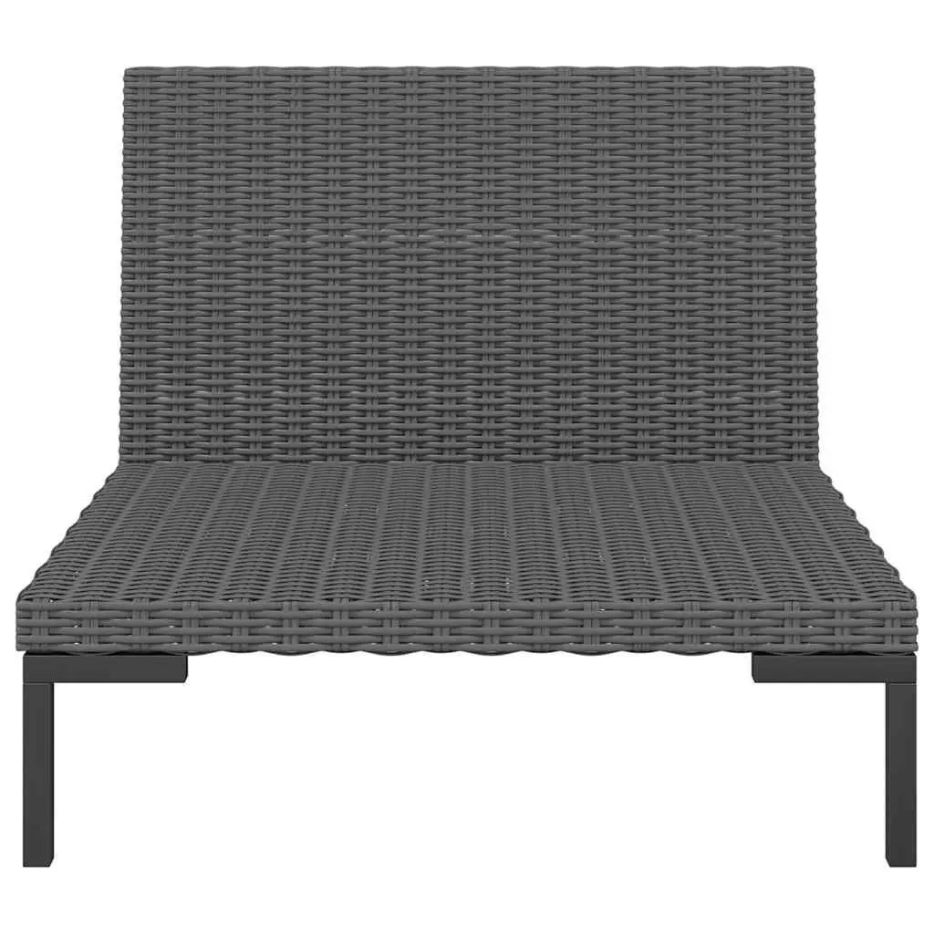 Garden Lounge Set 7 Piece Outdoor Furniture Powder-coated Steel Half-round PE Rattan Grey