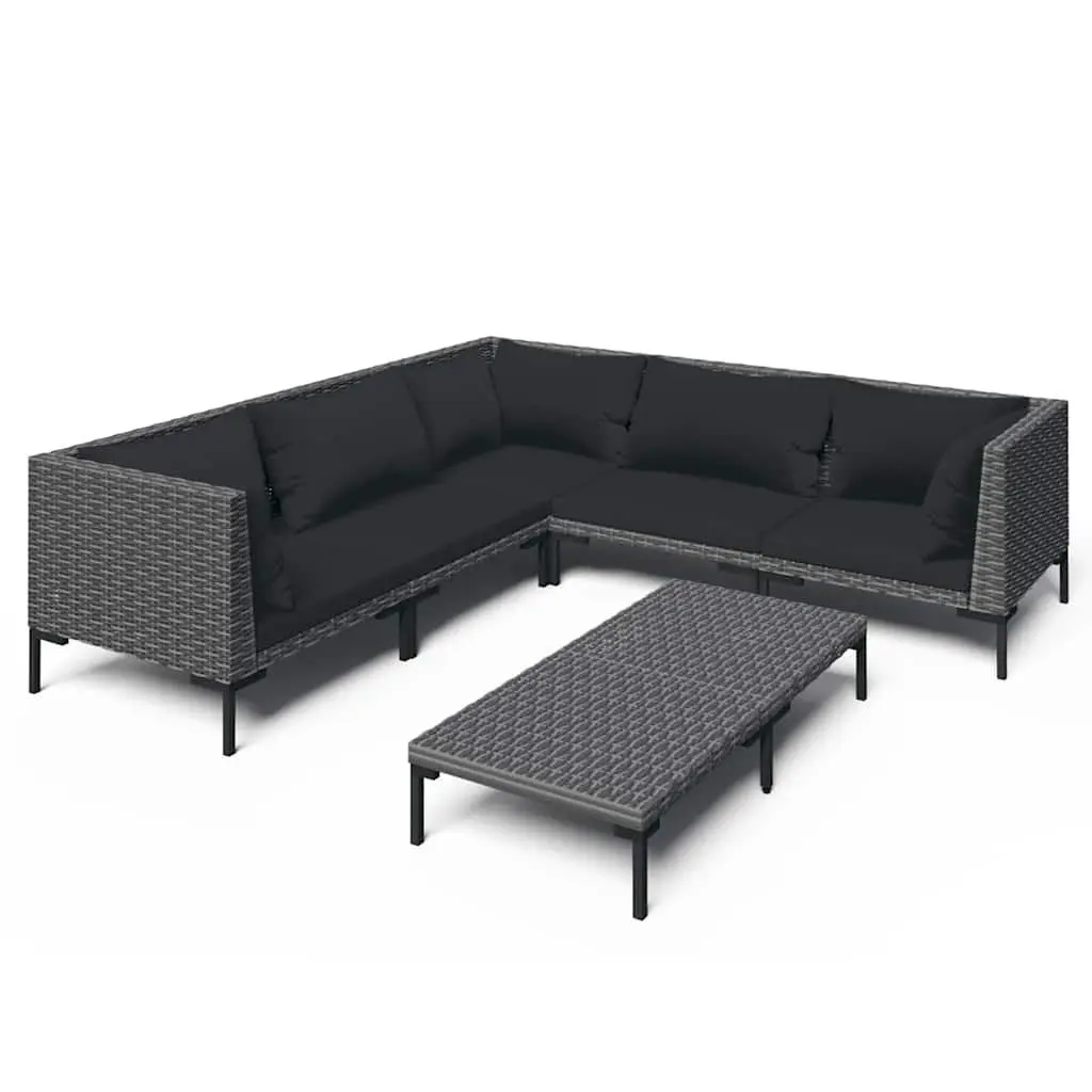 Garden Lounge Set 6 Piece Outdoor Furniture Poly Rattan Patio Sofa Grey