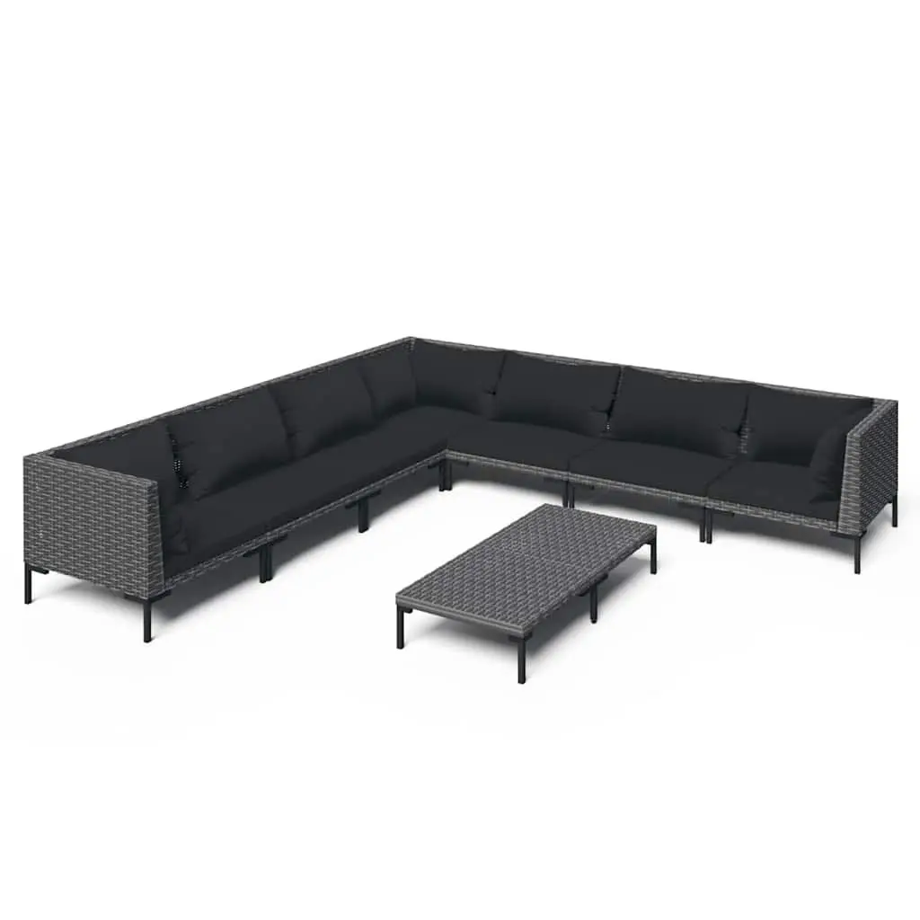 8 Piece Garden Lounge Set Outdoor Furniture Patio Seating Grey Rattan Cushions