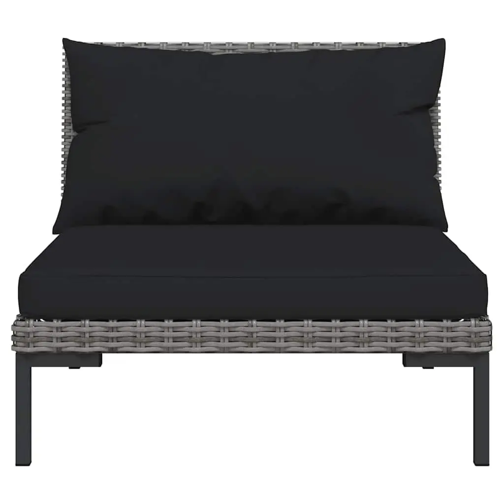 9 Piece Outdoor Garden Lounge Set Grey Rattan Powder-Coated Steel Frame with Cushions