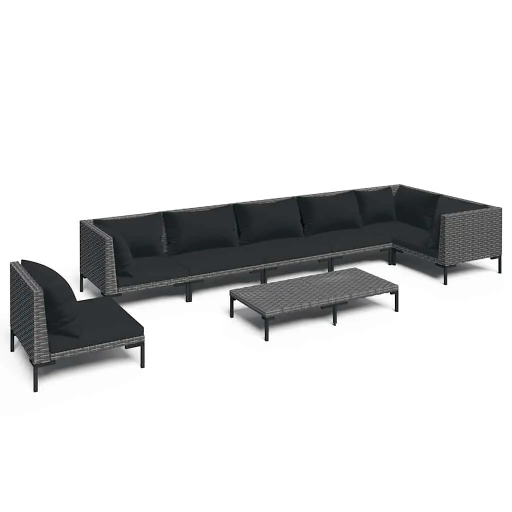 Garden Lounge Set 8 Piece Outdoor Patio Furniture PE Rattan Sofa with Cushions