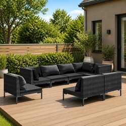 Ideal for Your Patio: 8 Piece Garden Lounge Set with Cushions