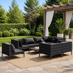 Practical 9-Piece Lounge Set for Outdoor Enjoyment