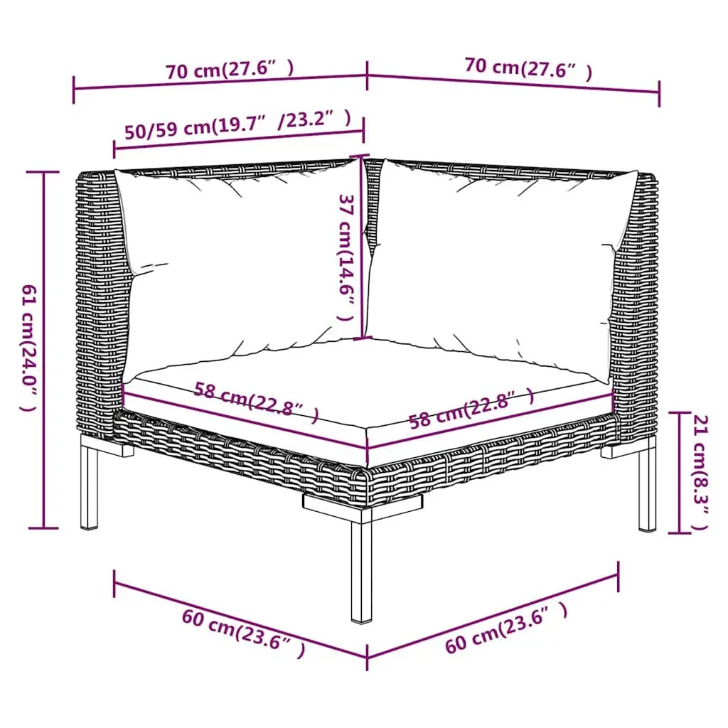 Garden Lounge Set 10 Piece Outdoor Furniture Grey Half-Round PE Rattan Patio Sofa