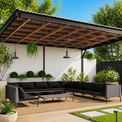 Versatile 12 Piece Grey Lounge Set for Outdoor Enjoyment