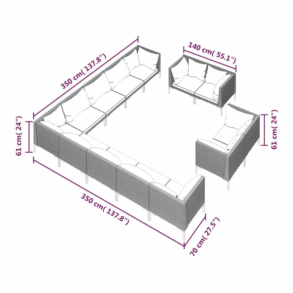 13-Piece Garden Lounge Set for Outdoor Use